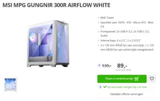 MSI MPG GUNGNIR 300R AIRFLOW WHITE pc behuizing voor €89 bij Paradigit