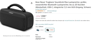 Bose SoundLink Max bluetooth speaker voor € 304,99 bij Amazon