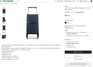 Carro de compra plegable Plegamatic Original Tweed Rolser por 50,95€