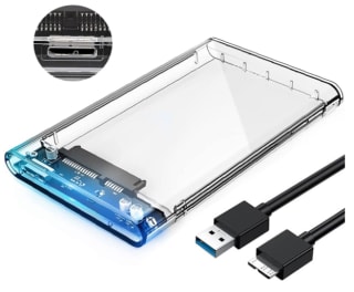 Carcasa transparente Disco Duro 2,5" USB 3.0,SATA III de 5 Gbps por 5.83€
