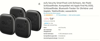 eufy Security - SmartTrack Link (Black, 4-Pack) voor €54 bij Amazon
