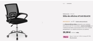 Silla de oficina Atlas Black por 35.99€