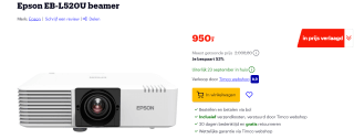 Epson EB-L520U beamer voor €950 bij Bol