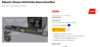 Klipsch Cinema 1200 Soundbar voor €1399 bij Bol.com