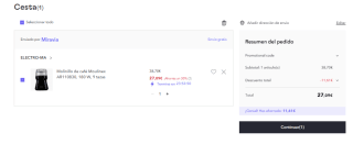 Molinillo de café para 9 tazas Moulinex AR110830, 180 W por 27.09€