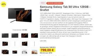 Samsung tab s8 ultra 128gb voor €799 bij Proshop