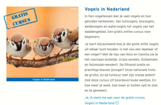 2 Online vogel cursussen Vogelbescherming gratis