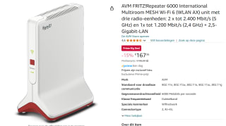 AVM FRITZ!Repeater 6000 International Multiroom MESH Wi-Fi 6 voor €167,36 met Amazon Prime