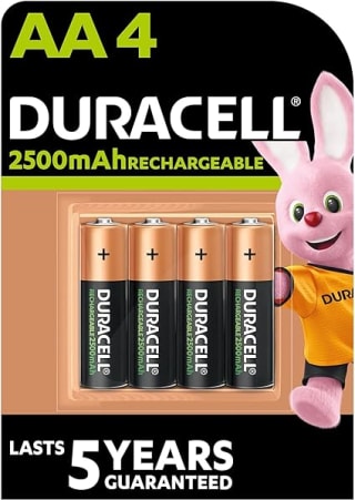 Duracell 4 oplaadbare AA batterijen (2500mAh) voor €5,60