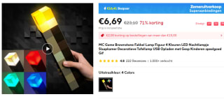 Minecraft LED tafellamp voor €6,69 bij Aliexpress