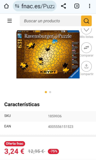 Puzzle Krypt Gold Ravensburger por 3,24€.