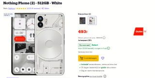 Nothing Phone (2), 12GB ram, 512GB opslag Wit voor €493 bij Bol.com