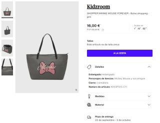 Bolso Shopper Kidzroom Minnie Mouse por 16€