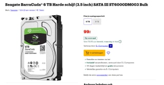 Seagate Barracuda Compute 3,5", 6TB voor €99 bij Bol