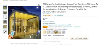 Cortina de luces solares - exterior IP65 300 Leds, 3x3m por 11.19€