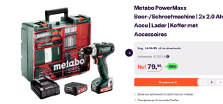 METABO PowerMaxx BS12 set accuschroefboormachine voor €79,95 bij ibood
