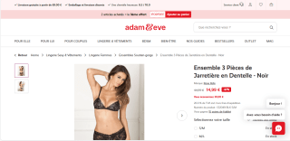 Ensemble 3 Pièces de Jarretière en Dentelle - noir à 14,99€