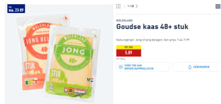 MOLENLAND Goudse kaas 48+ stuk 950-980 g. voor €5,89 bij de Aldi