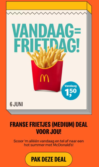 McDonalds medium Friet voor €1,50