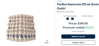 Cerveza Pacifico Suave 24pack a $320 en Beerhouse