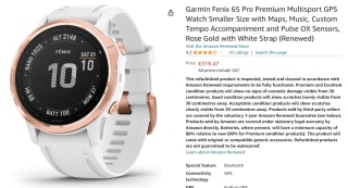 Refurbished Garmin Fenix 6S Pro Premium Multisport GPS Watch voor €319 bij Amazon