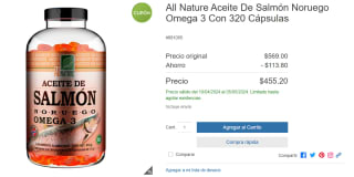 All Nature Aceite de Salmón Noruego Omega 3 por $455 en Costco