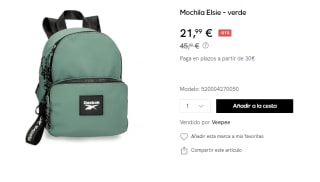 Mochila Reebok Elsie por 21.99€