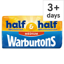 Take Warburtons half and half medium sliced bread loaf from Tesco for £1