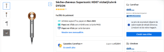 Sèche-cheveux Dyson Supersonic HD07 nickel/cuivré à 449€