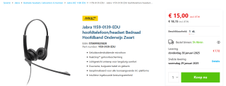 Jabra 1159-0139-EDU hoofdtelefoon voor €15 bij Senetic