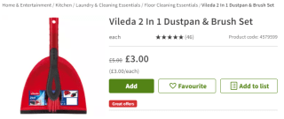 Score Vileda 2 in 1 dustpan and brush set from Asda for £3
