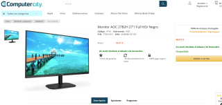 Monitor AOC 27B2H 27" LED IPS FullHD 75Hz por 49,97€