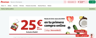 25€ descuento para tu primer pedido en Alcampo (solamente en Madrid)