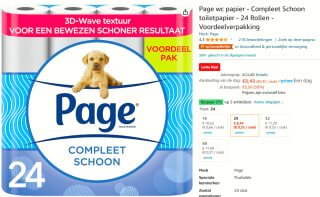Page Compleet Schoon Toiletpapier 24 rollen voor €8,49 bij Amazon