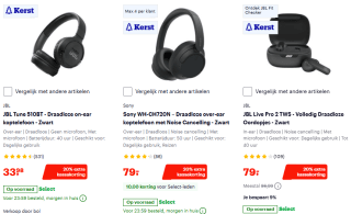 Tot 20% kassakorting op koptelefoons en oortjes van bekende merken bij Bol