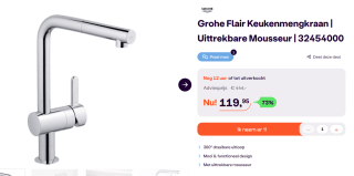 GROHE Flair Keukenkraan - L-Uitloop - Met uittrekbare mousseur - voor €119,95 bij Ibood