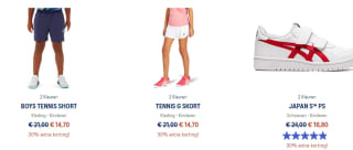 30% extra korting + 10% extra + gratis verzending tijdens de Asics outlet