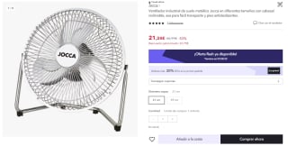 Jocca Ventilador Industrial de Suelo 20W por 16.99€