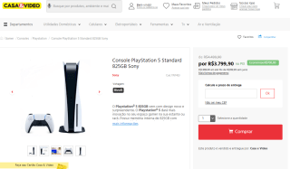 Console da Sony, modelo PS5 - R$ 3.799,90