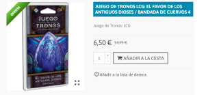 Juego de Tronos LCG - El Favor de los antiguos Dioses / Bandada de Cuervos 4 por 6.5€