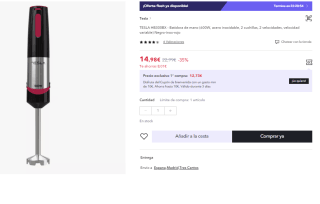 TESLA HB300BX Batidora de mano 600W, por 14.98€ (Cuenta Nueva 7.49€)