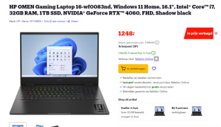 HP Omen 16-wf0083nd laptop voor €1248 bij Bol.com