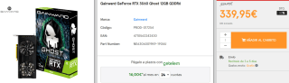Tarjeta Gainward GeForce RTX 3060 Ghost 12GB GDDR6 por 339.95€