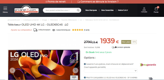 Téléviseur 65" LG OLED65G45 (G4) - OLED UHD 4K HDR Dolby Vision, VRR, ALLM, 144Hz à 1939€