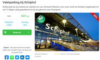 Valet parking Schiphol vanaf €41,50 via Social Deal
