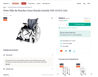 Prim Silla de Ruedas Linus Rueda Grande 500 43 R/G Gris a solo 189,99€