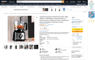 Procesador de alimentos Cecotec Comino 1000 W 2 velocidades y exprimidor por 19,90€