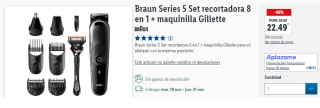 Afeitadora Braun Series 5 Set recortadora 8 en 1 + maquinilla Gillette por 22.49€
