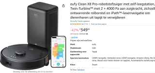 Eufy Clean X8 Pro 2-in-1 robotstofzuiger met zelfleegstation en dweilfunctie voor €349 bij Amazon