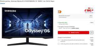 Monitor gaming Samsung Odyssey G5 32" por 194.35€